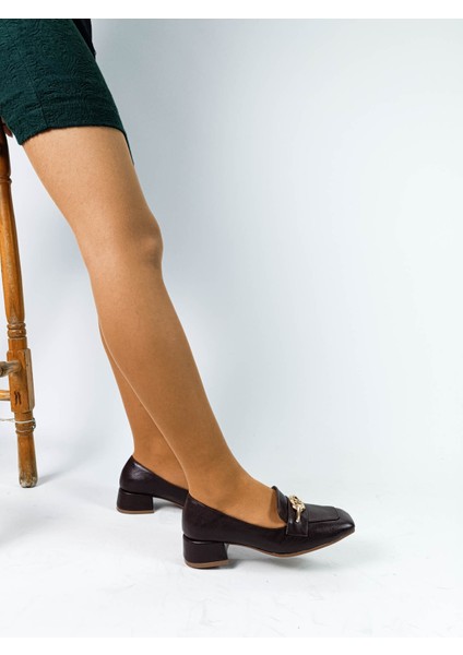 Kahve Renk Kalın Topuklu Tokalı Kadın Topuklu Ayakkabı fırsatları