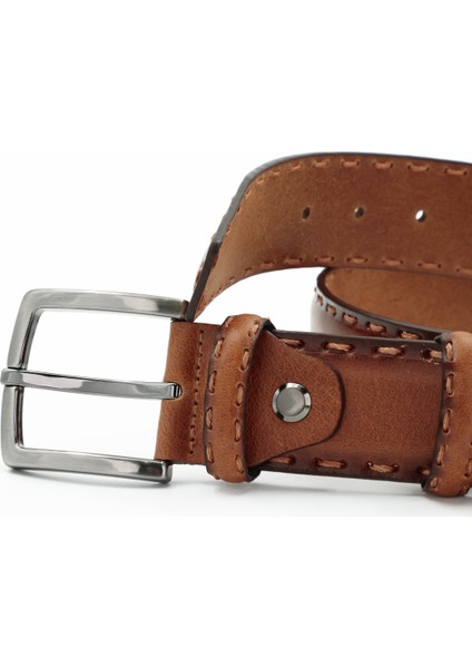 Nappa Hakiki Deri 4,00 cm Saraç Dikişli Spor Erkek Kemer - KMR254 modelleri