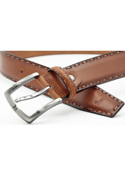 Nappa Hakiki Deri 4,00 cm Saraç Dikişli Spor Erkek Kemer - KMR254 fırsatları