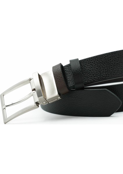 Nappa Hakiki Floter Deri Siyah-Kahverengi Çift Taraflı Klasik Erkek Kemer - Tuna KMR201 modelleri