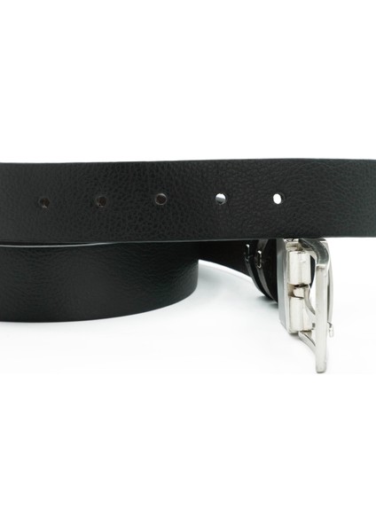 Nappa Hakiki Floter Deri Siyah-Kahverengi Çift Taraflı Klasik Erkek Kemer - Tuna KMR201