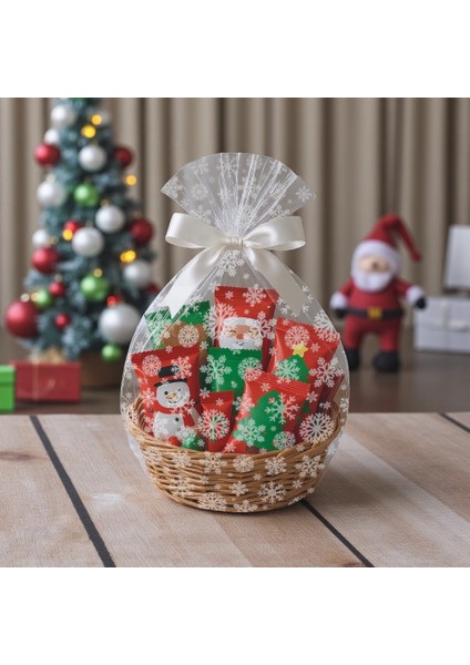 Yılbaşı Kar Tanesi Desenli Opp Şeffaf Rulo Jelatin, Çiçek & Hediye Paketleme, 20 Mikron-1metre X50M fiyatları