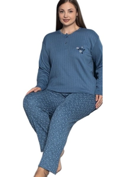 Lusso Notte Yumuşak Esnek Kumaş Kışlık Büyük Beden Kadın Pijama Takımı 3xl/5xl fırsatları