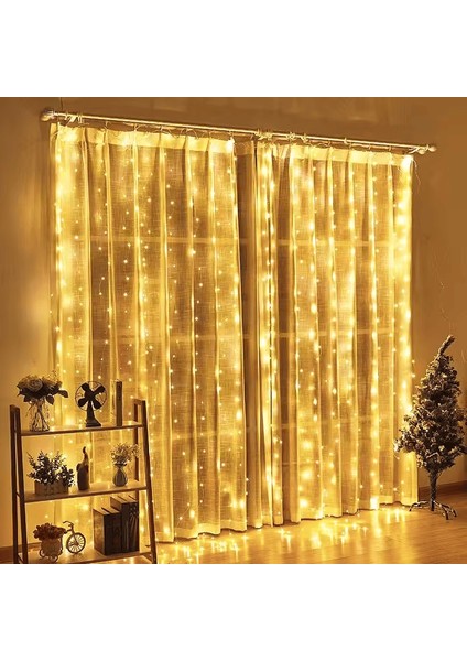 Kumandalı 8 Ayrı Moda Sahip 3 Mx3 M 300 Cm X 300 Cm Perde Led 10 Saçaklı Sarkıtlı 300 Led Gün Işığı indirimleri