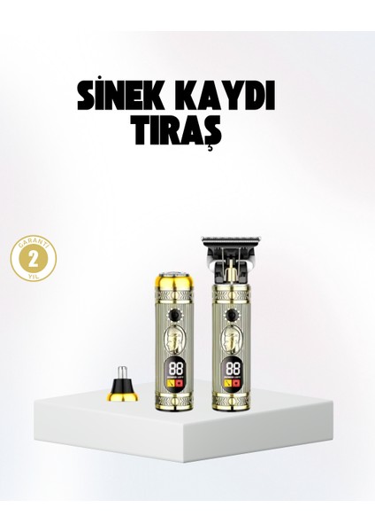 2’si 1 Arada Saç ve Sakal Düzeltici Seti – T Bıçaklı, 8 Farklı Kılavuz Tarağı