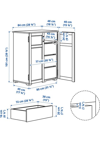 Greaker Büfe Beyaz 84 x 101 cm fiyatları