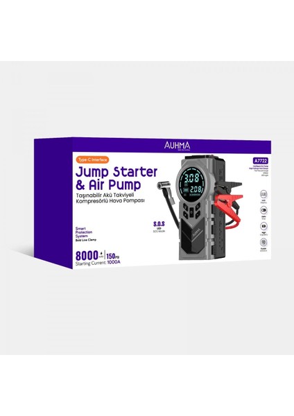 A7722 Akü Takviyeli Şarjlı Hava Pompası | Dijital Göstergeli fiyatları