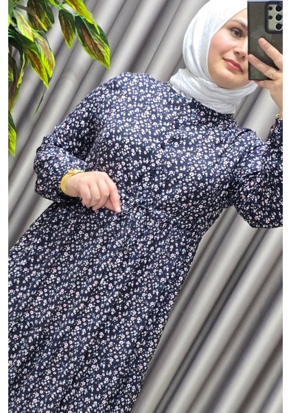 Kadın Tesettür Giyim Yazlık Viscon Üç Katlı Papatya Elbise modelleri
