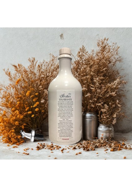 Premium Soğuk Sıkım Naturel Sızma Zeytinyağı 500 ml (Alman Mkm Stoneware Özel Üretim Şişesinde) indirimleri