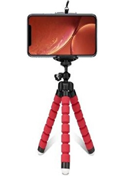 Ahtapot Mini Tripod Kamera Standı Kırmızı Renkli Ayarlanabilir Yükseklik Özelliği