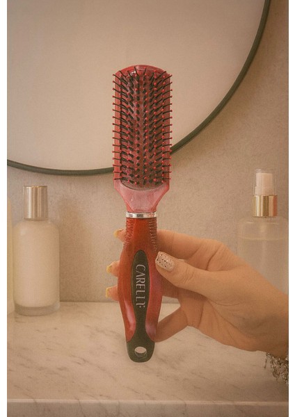 Kırmızı Tarak Saç Tarağı Plastik Saç Koparmayan Tarak Saç Fırçası Saç Fırça 22,5 cm