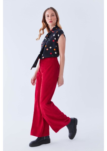 Geniş Paça Kadife Kadın Pantolon Kırmızı K2112034_006 fiyatları