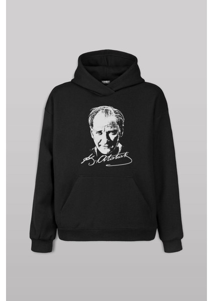 Unisex Siyah Sweatshirt Mustafa Kemal Atatürk 29 Ekim 10 Kasım Baskılı Sweat Kapüşonlu Hoodie