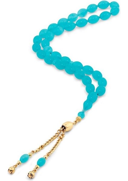 Uçak Camı Taşlı Altın Tesbih - 14K