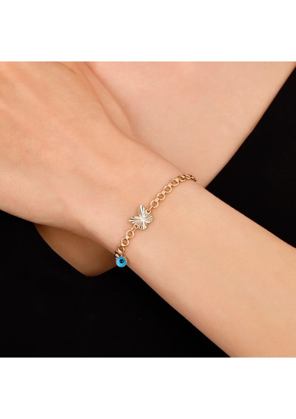 Kelebek Figürlü Tasarım Bileklik - 14K modelleri