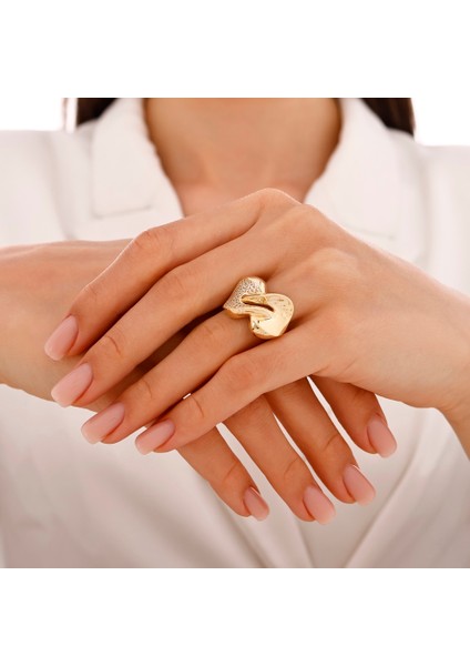 Altın Taşlı Tasarım Yüzük - 14K modelleri