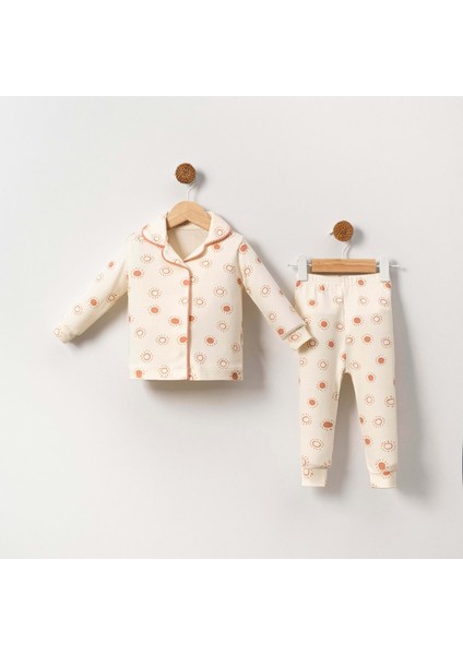 Güneş Desenli Bebe Yaka Pijama Takımı - BC-2413-NAR Çiçeği-9 - 12 Ay Nar Çiçeği