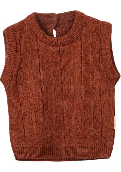 Bisiklet Yaka Triko Süveter - NEC244257-KAHVERENGI-6 - 9 Ay Kahverengi