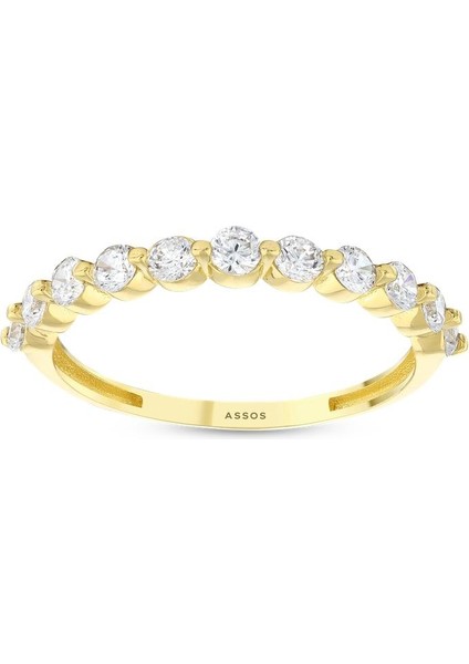 Taşlı Tasarım Altın Yüzük - 14K