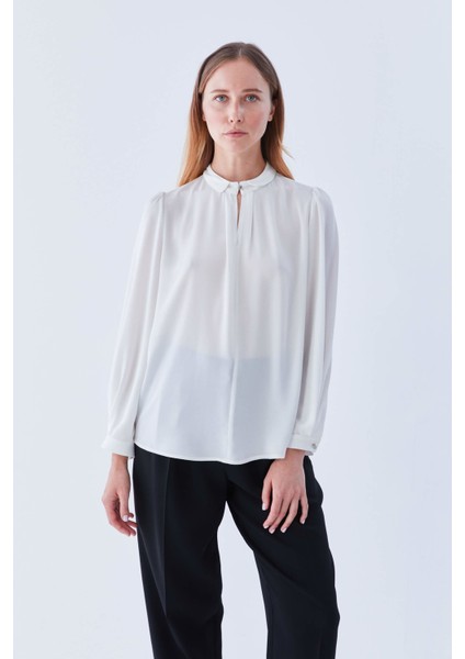 Yaka Detaylı Bluz Kemik K2113043_019