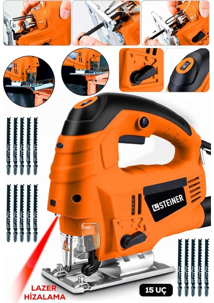Alman 4600 W Lazerli Sjs Metal Şanzuman 6 Kademe Devirli Pandül Ayarlı Dekupaj Testere Makin modelleri