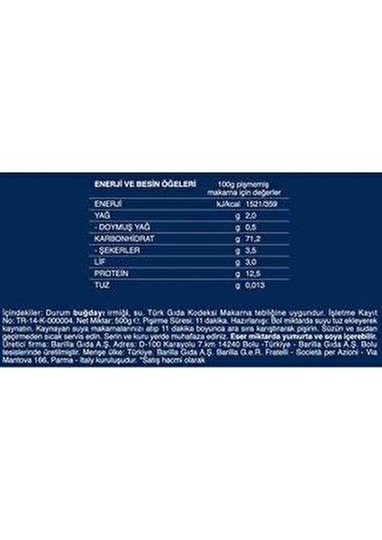 Burgu Makarna 500 gr İtalya Menşeli Sade Lezzet Yüksek Kalite Durum Buğdayı