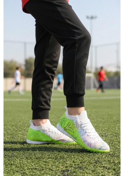 Beyaz Yeşil Bilekten Lastikli Unisex Halı Saha Ayakkabısı GH-252-153 G modelleri