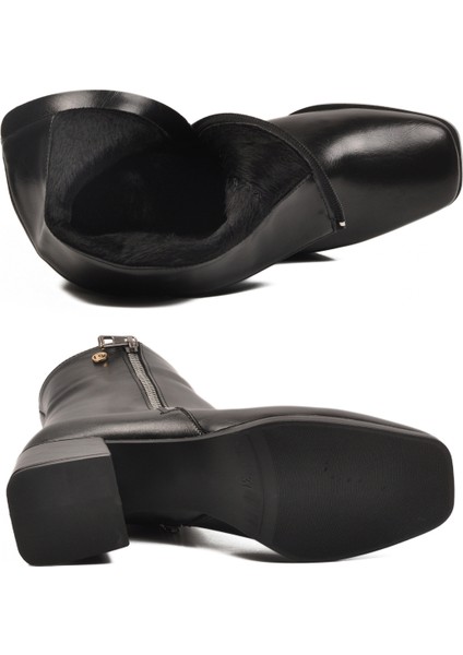 Siyah Parlak Içi Polarlı Fermuarlı Topuklu Kadın Bot PC-54000 Z indirimleri