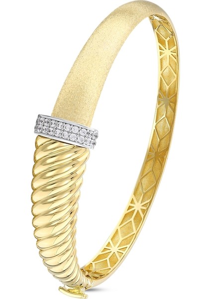 Taşlı Tasarım Altın Kelepçe - 14K fiyatları