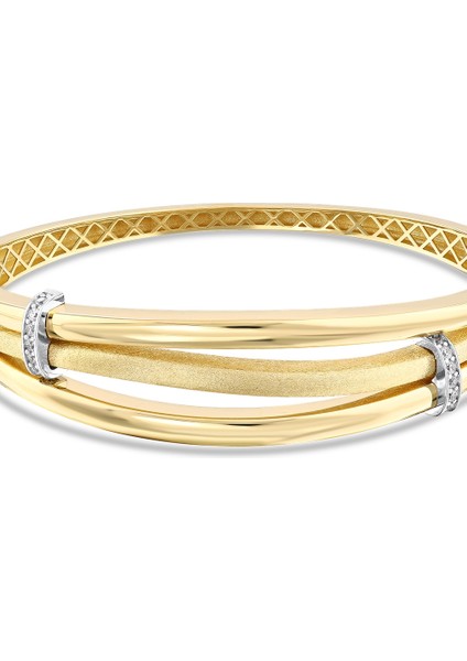 Tasarım Altın Kelepçe Bilezik - 14K fırsatları