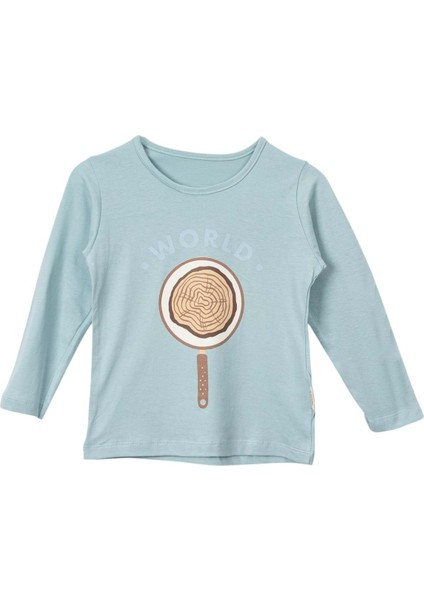 World Baskılı Sweatshırt Denım Mont Pantolon Takım - NEC251298-MINT Yeşil-5 - 6 Yaş Mint Yeşili modelleri