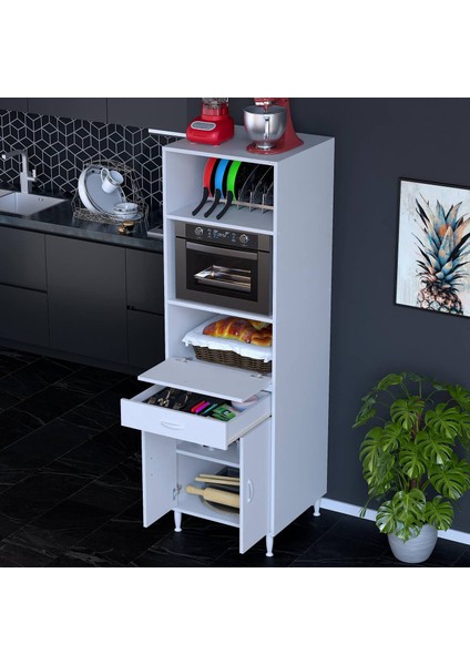 VİYA 60x194,6x56 cm 1 çekmece 3 kapaklı Mutfağınıza Yepyeni Fırın ve Mikrodalga Dolabı