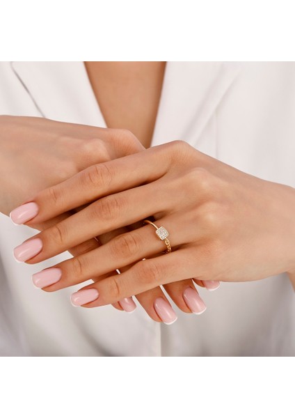 Taşlı Tasarım Altın Yüzük - 14K modelleri