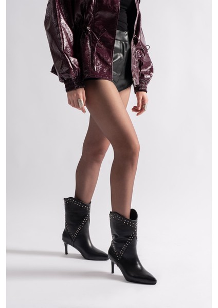 Lysa Siyah Deri Kadın Topuklu Bot fiyatları