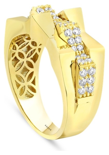 Taşlı Tasarım Altın Yüzük - 14K fiyatları