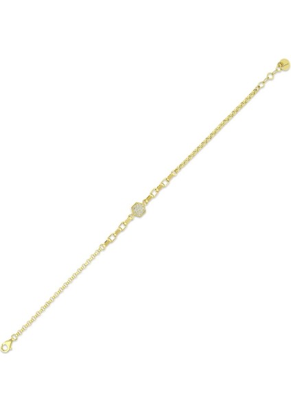 Taşlı Tasarım Altın Bileklik - 14K