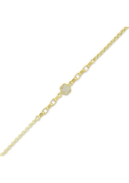 Taşlı Tasarım Altın Bileklik - 14K fiyatları