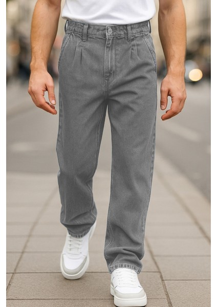 Erkek Pileli Yüksek Bel Bol Kesim Baggy Loose Fit Jean PANTOLON-C354 modelleri