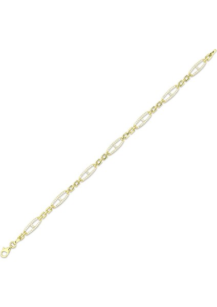 Taşlı Tasarım Altın Bileklik - 14K