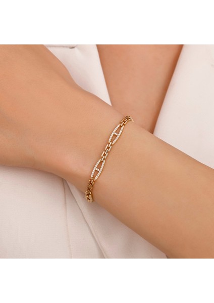 Taşlı Tasarım Altın Bileklik - 14K modelleri