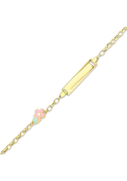 Çiçek Figürlü Altın Çocuk Künye - 14K fiyatları