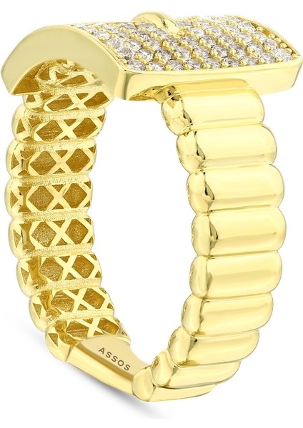 Altın Taşlı Tasarım Yüzük - 14K fiyatları