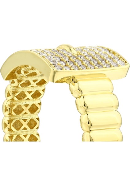 Altın Taşlı Tasarım Yüzük - 14K fırsatları