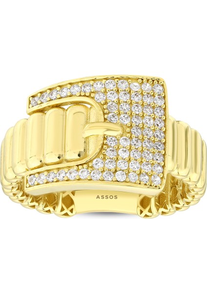 Altın Taşlı Tasarım Yüzük - 14K indirimleri