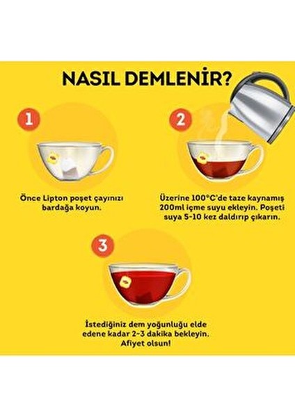 Yellow Label Bardak Poşet Çay 100 Adet Yoğun Lezzet ve Aromasıyla Keyifli Anlar İçin indirimleri