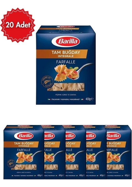 Integrale Farfalle Tam Buğday Kelebek Makarna 400 G x 20 Adet| Yüksek Lifli & Sağlıklı Seçim
