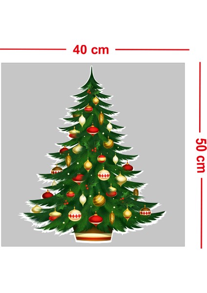 Yılbaşına Özel Kapı Için Çam Ağacı Yılbaşı Süslemesi Cam Vitrin Stickerı 40X50CM fiyatları