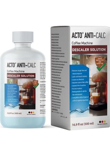 Acto® Antı-Calc 500 ml | Kahve Makinaları Için Sıvı Kireç Çözücü
