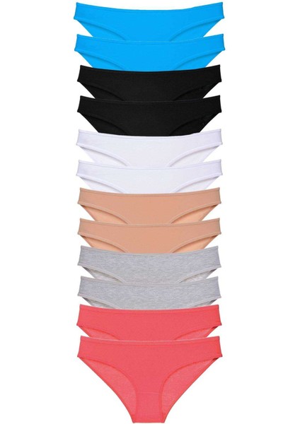 12 Adet Eko Set Likralı Kadın Slip Külot Çok Renkli 6