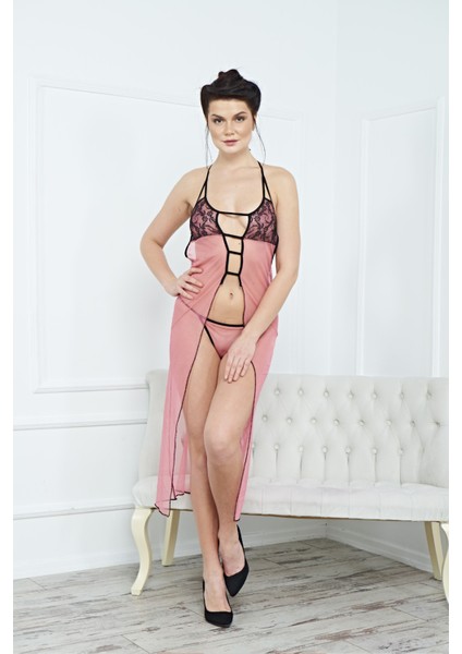 Kadın Şık Fantezi Uzun Elbise Gecelik Harness 3850 - Royaleks fiyatları